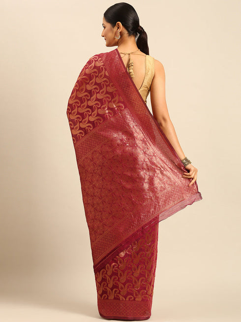 Deeva Sarees Magenta Cotton Saree